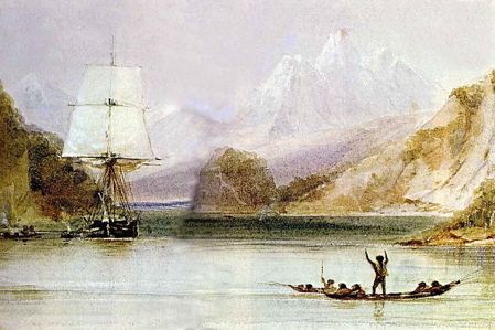 HMS Beagle in Tierra del Fuego