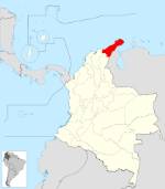 Map of Colombia showing location of La Guajira