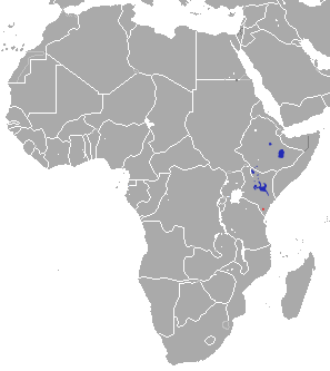 Map of distribution of Grevy's zebra in Africa
